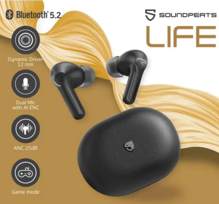 SoundPEATS Life ANC Wireless Earbuds - Active Noise Cancelling – Black