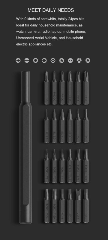 XIAOMI Wiha 25 in 1 Multi-purpose Precision Screwdriver Set S2 Steel Repair Tool Black - Tools, DIY & Outdoor
