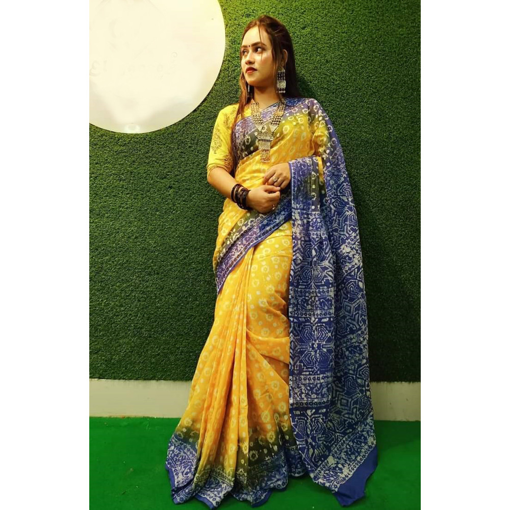 Exciusive Natural Vegetable Dye Saree with Blouse Piece