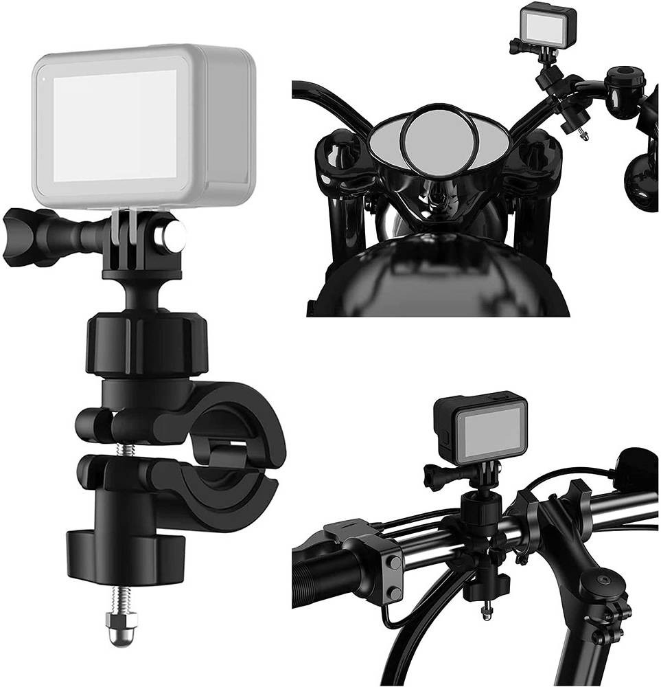 TELESIN DJ-HBM-001 Action Camera Handlebar Mount Motorcycle Bike Mount Holder 360° Rotation Adjustable for GoPro Hero 9/8/7/6