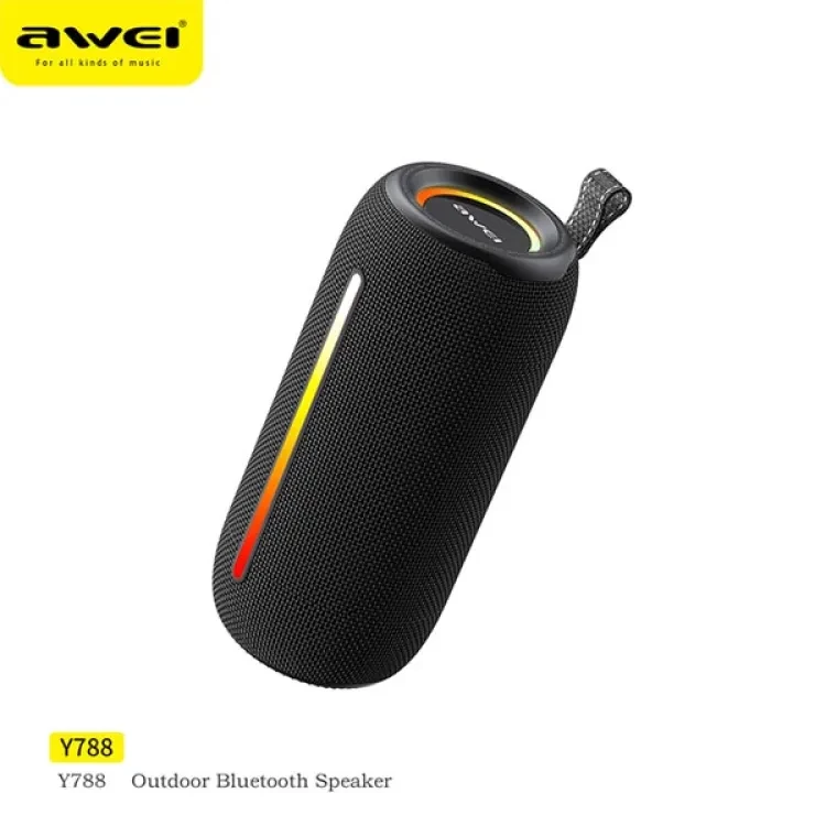 Awei Y788 RGB Bluetooth Outdoor Portable TWS Speaker IPX6 Waterproof Support AUX/USB/TF Card Long Battery Life