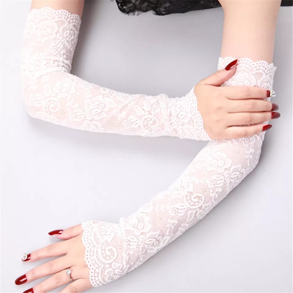 Cotton Net Fingerless Hand Gloves For Women